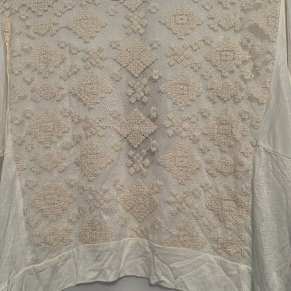 Iris Basic Textured Blouse Scoop Neck Long Sleeve Sweater White W Large NWT - Picture 3 of 5